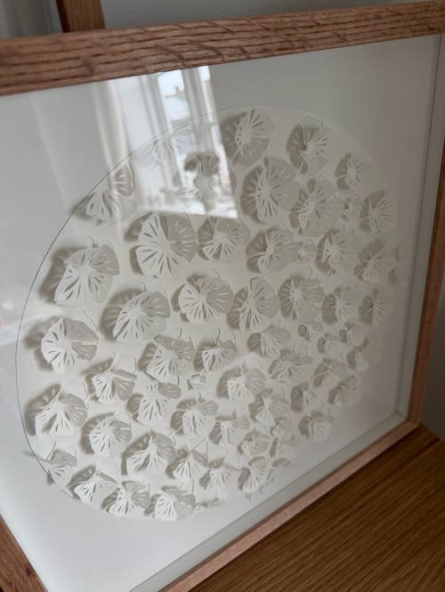 40x40cm, 3D papercut, hvid, indrammet  (5)