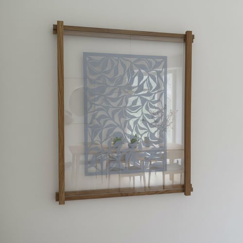 40x50cm, papercut, stålblå, indrammet 