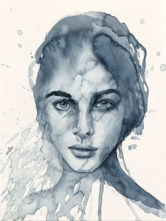 Kvinde med opsat hår, giclée-tryk 50 cm x 70 cm