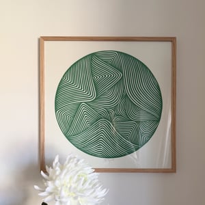 40x40cm, papercut, græsgrøn, indrammet  – produktbillede