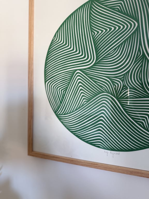 40x40cm, papercut, græsgrøn, indrammet  billede 2