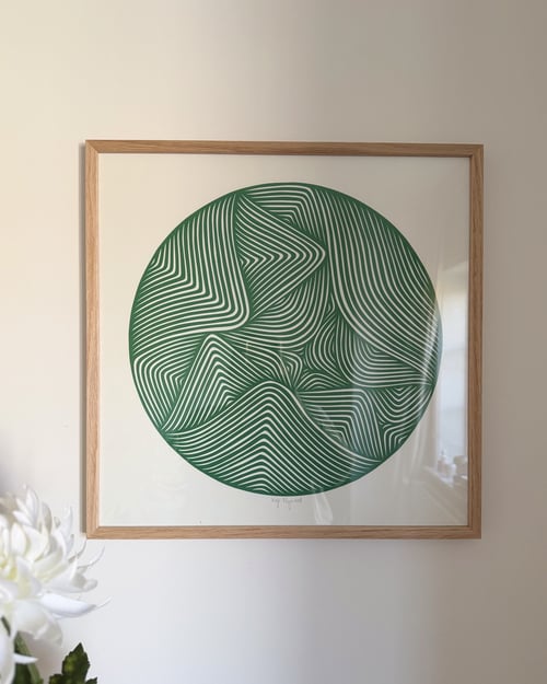 40x40cm, papercut, græsgrøn, indrammet  (4)