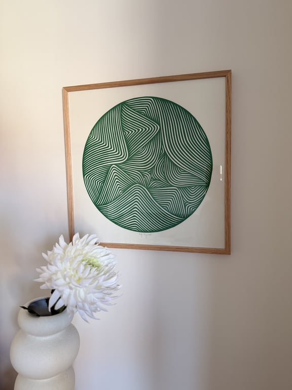 40x40cm, papercut, græsgrøn, indrammet  billede 5