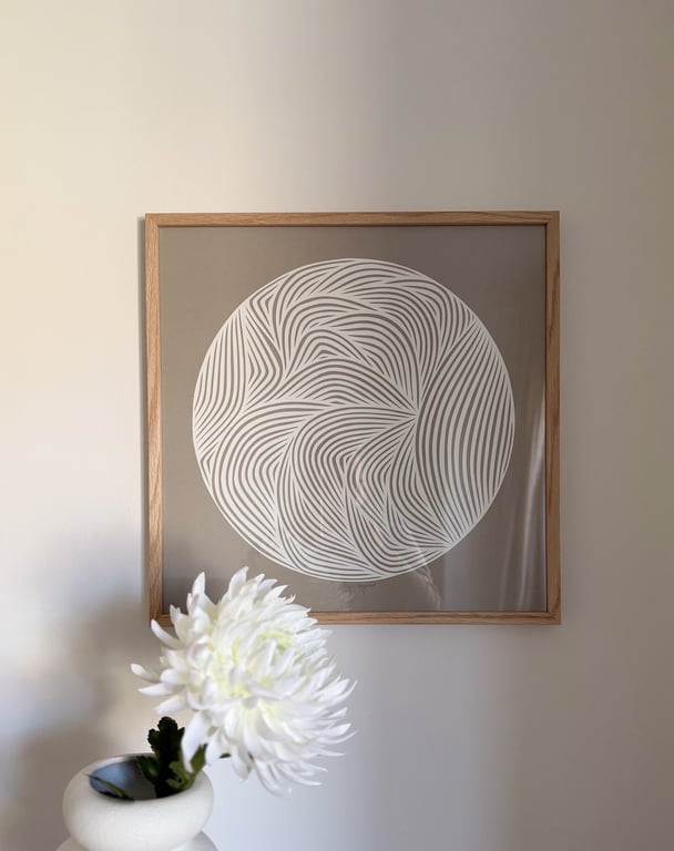 40x40cm papercut, beigegrå, indrammet  billede 2