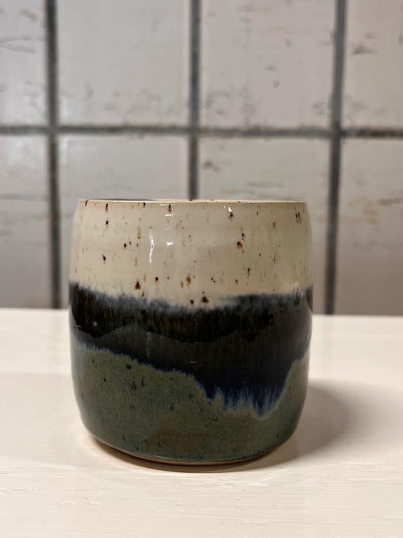 Blå/grøn far kop. 320 ml. H: 8 cm billede 2