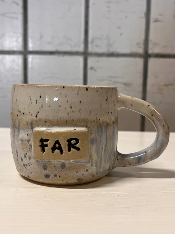 Blå/hvid far kop. 340 ml. H: 7,5 cm billede 2