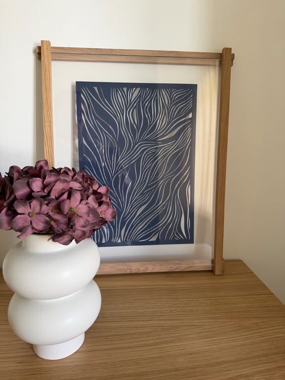 40x50cm, papercut, marineblå, indrammet  billede 6