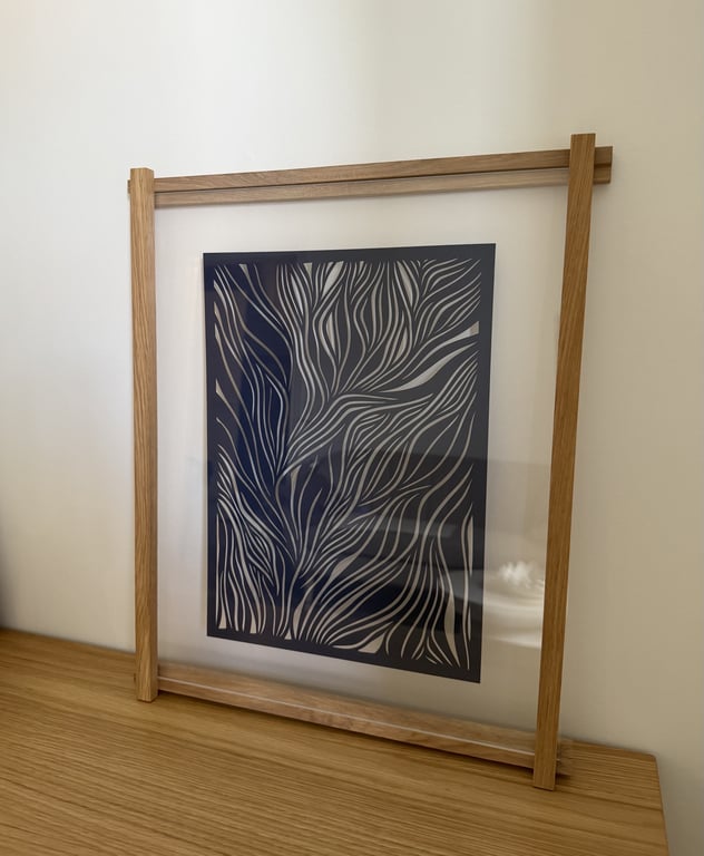 40x50cm, papercut, marineblå, indrammet  billede 7