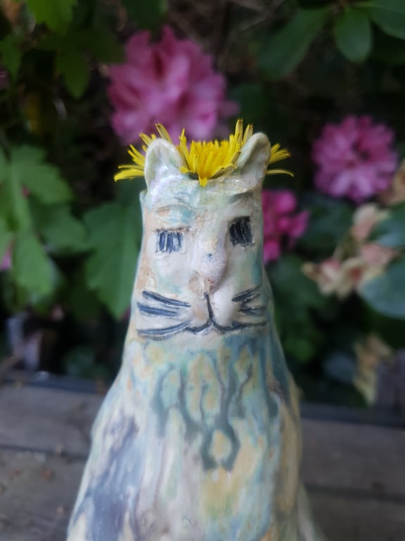 Fredfyldt kat - vase  billede 4