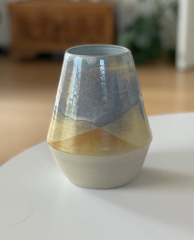 Vase, creme/grå - 17 cm billede 2