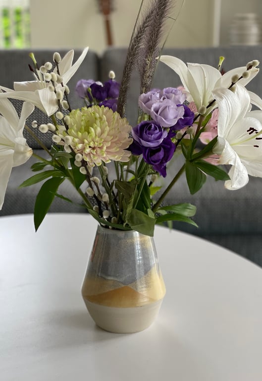 Vase, creme/grå - 17 cm