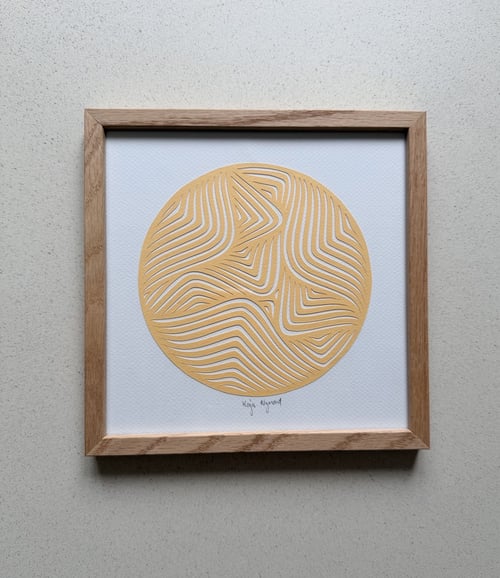 20x20cm, papercut, banana, indrammet 