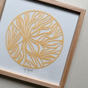 20x20cm, papercut, banana,  indrammet  – produktbillede