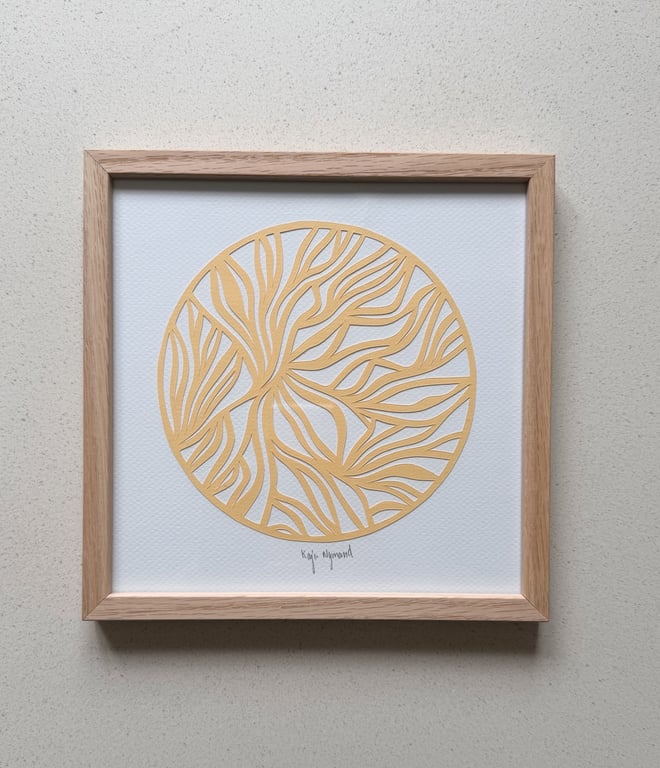 20x20cm, papercut, banana,  indrammet  billede 2