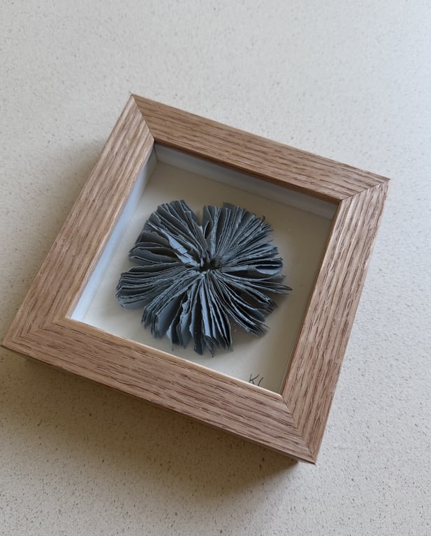 13x13x3cm, relief, dueblå, indrammet  billede 2