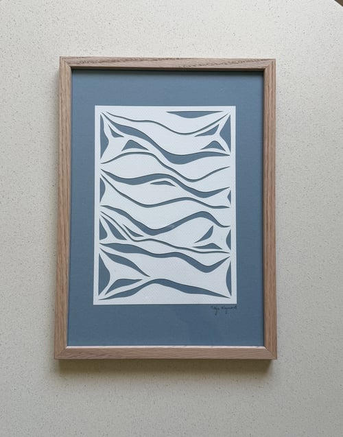 A4, papercut, dueblå , indrammet 
