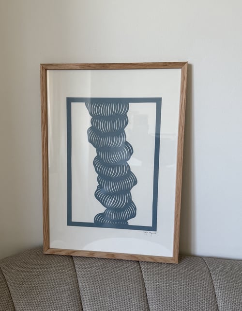 A3, papercut, dueblå, indrammet 