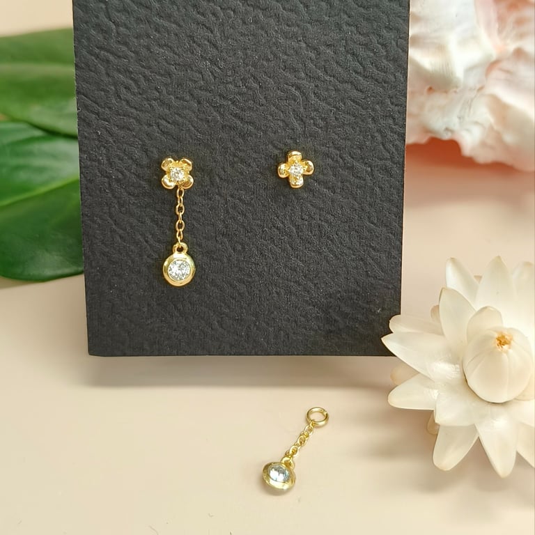 Diamant blomst med vedhæng - øreringe