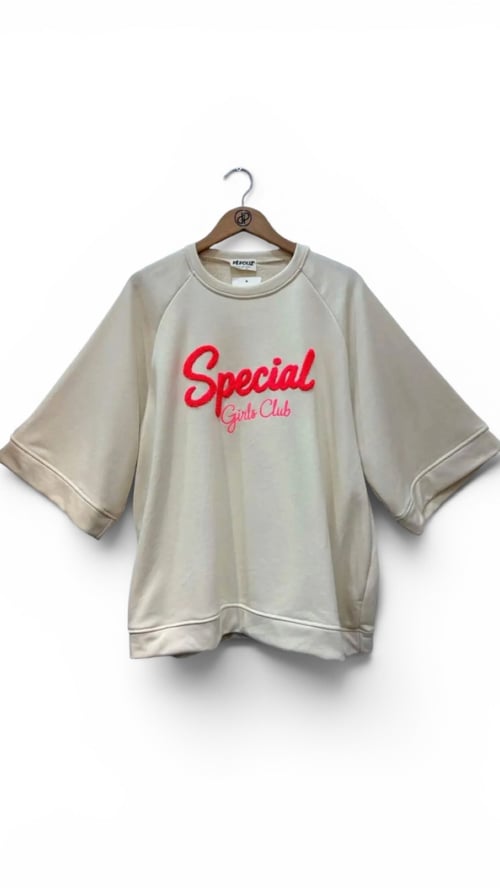 Merle cotton sweat blouse, Beige w neon. Onesize str. 38-48. (2)
