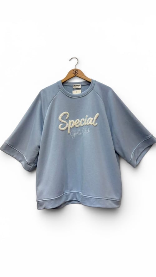 Merle cotton sweat blouse, Blue w white. Onesize str. 38-48. (2)
