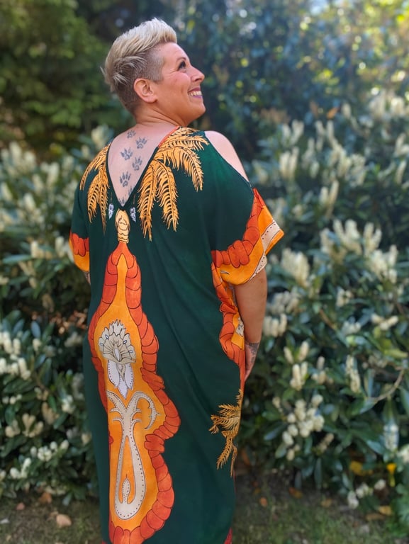 Alice Kjole Grøn/Orange billede 4