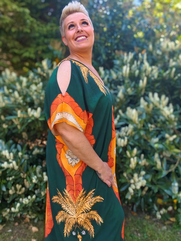 Alice Kjole Grøn/Orange billede 2