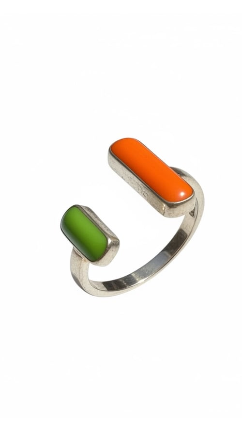 Karla forgyldt justerbar fingerring, orange/green (2)