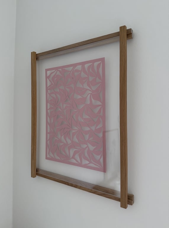 40x50cm, papercut, gammelrosa, indrammet  billede 4