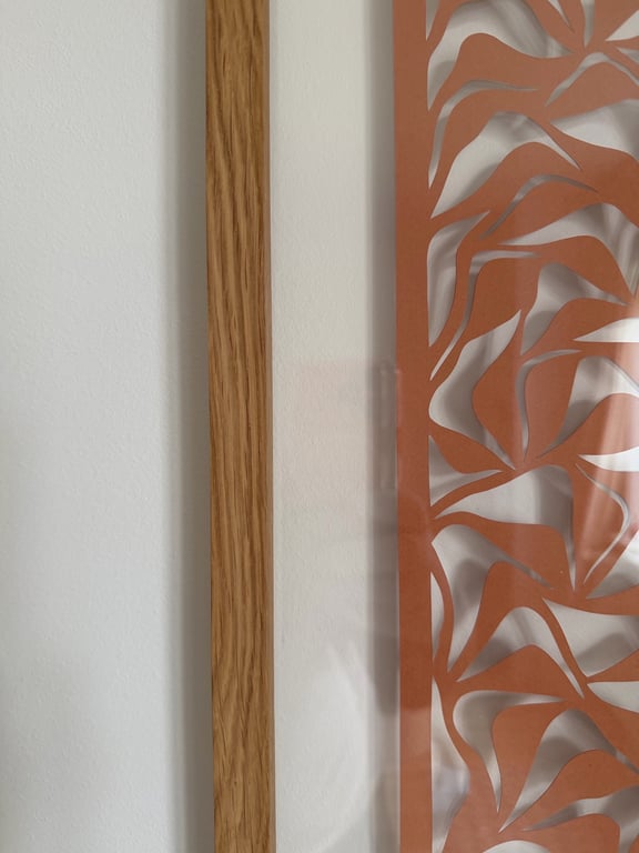 40x50cm, papercut, abrikos, indrammet  billede 2