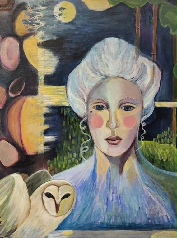 Den hvide dame - 50 x 70 cm billede 2