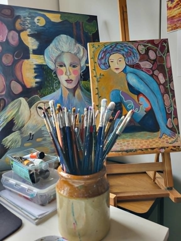 Den hvide dame - 50 x 70 cm billede 4