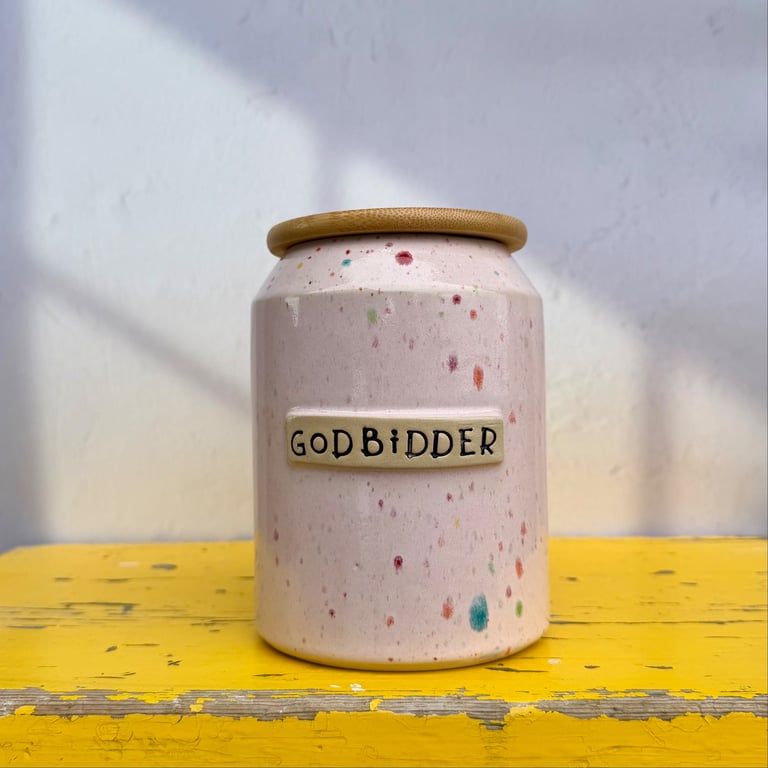 Godbidder krukke lyserød sprinkle