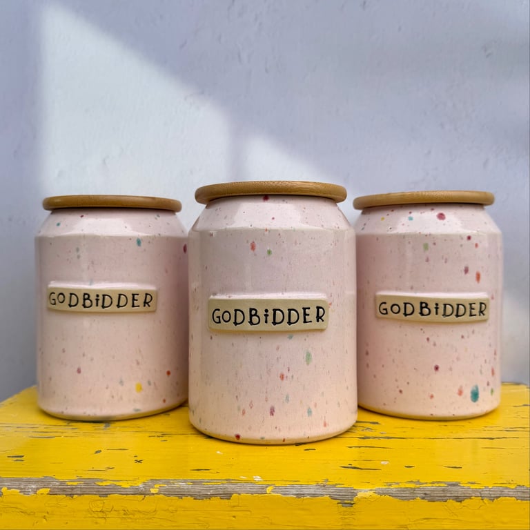 Godbidder krukke lyserød sprinkle billede 2