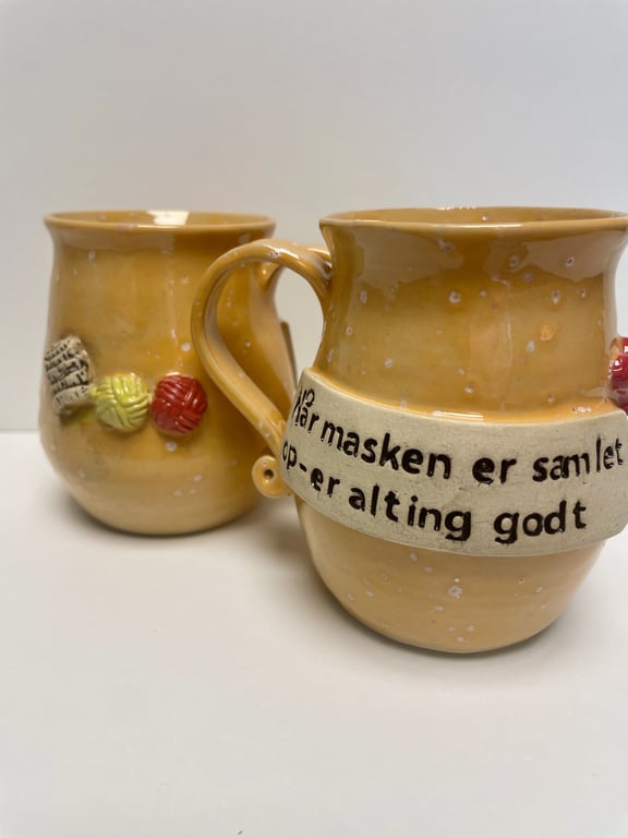 Keramik krus med tekst - Når masken er samlet op- er alting godt billede 2