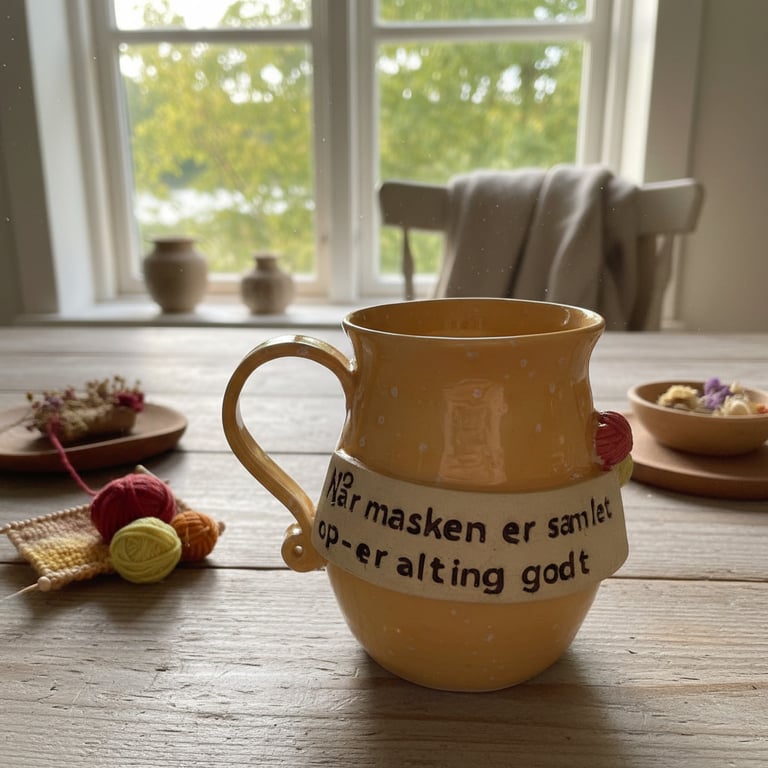 Keramik krus med tekst - Når masken er samlet op- er alting godt