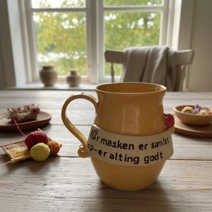 Keramik krus med tekst - Når masken er samlet op- er alting godt – produktbillede