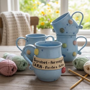 Keramik krus med tekst- Begrebet- for meget GARN- findes ikke – produktbillede