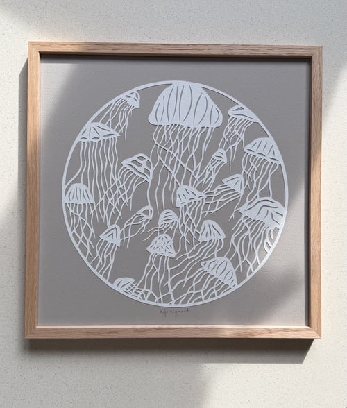 30x30, Hav af gopler, beigegrå, indrammet  (2)