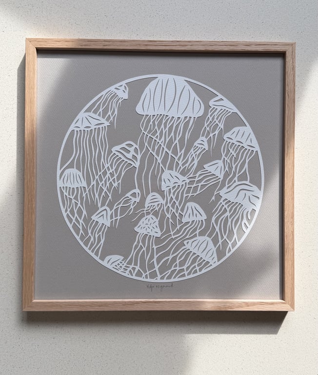 30x30, Hav af gopler, beigegrå, indrammet  billede 2