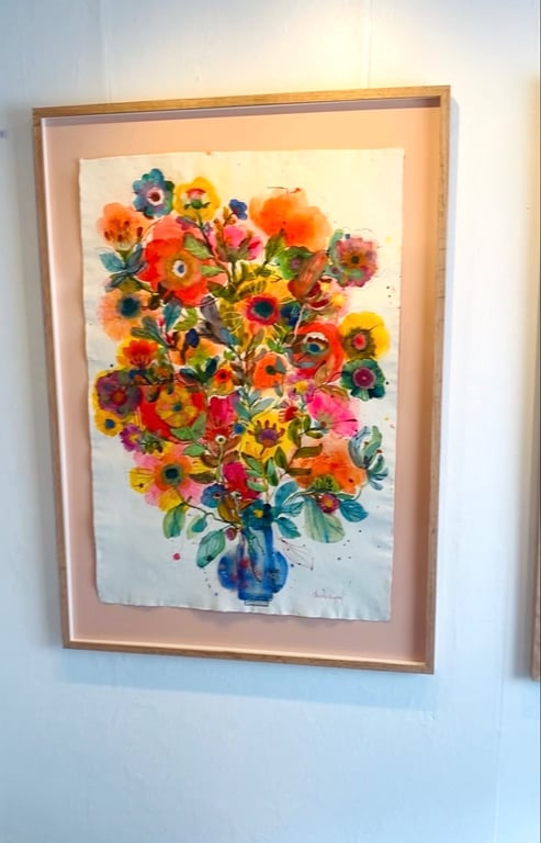 Thea - Blå kæmpe vase - original akvarel  billede 3
