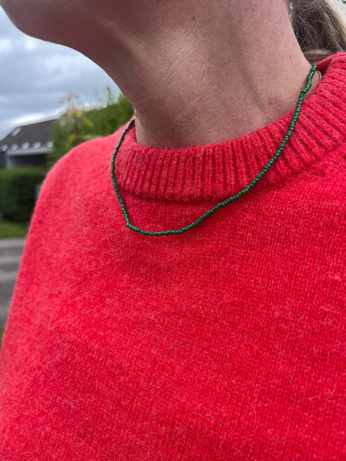 Grøn perle halskæde  (2)