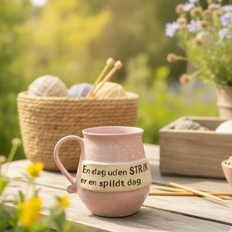Keramik krus med tekst -En dag uden strik er en spildt dag billede 2