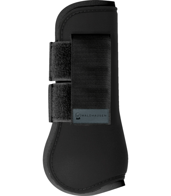 Sort beskytter til hesteben med dobbelt velcro-lukning og mærke fra Waldhausen.