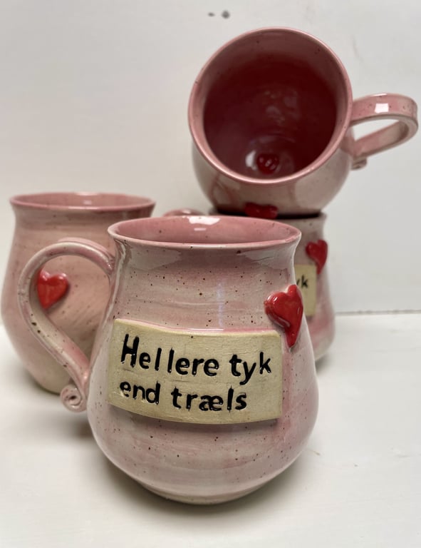 Keramik krus med tekst - Hellere tyk end træls billede 2