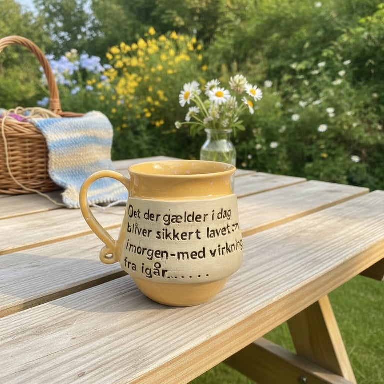 Keramik krus med tekst - Det der gælder i dag- bliver sikkert lavet om i morgen, gældende fra igår.