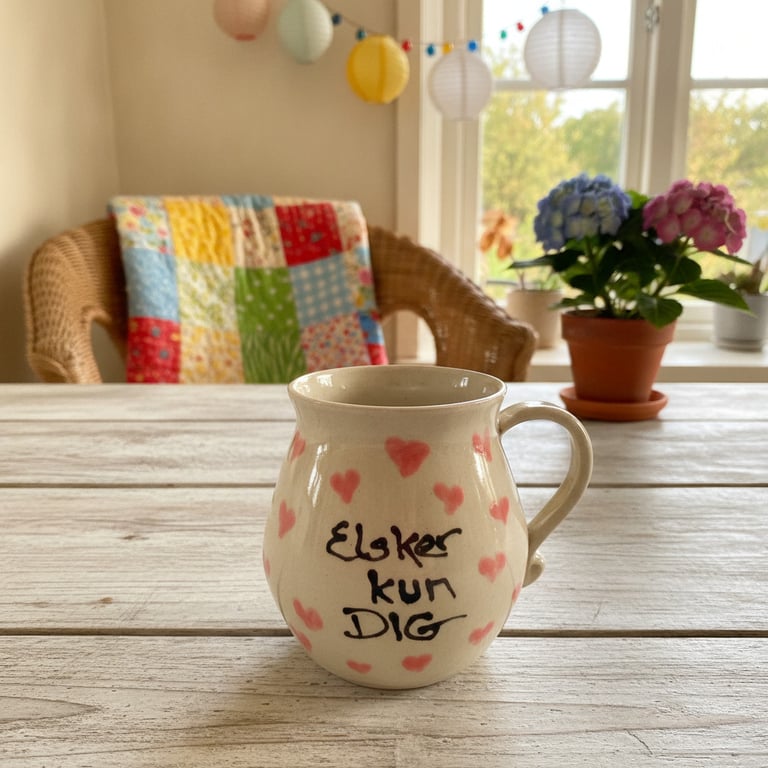 Keramik krus med tekst -  Elsker kun dig