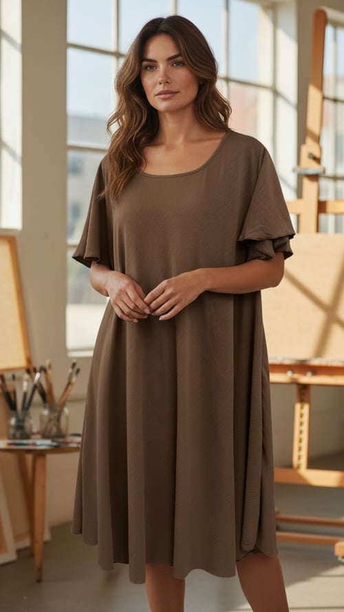 Gritt viscose dress. Chokolate. Onesize 38-48. (1)