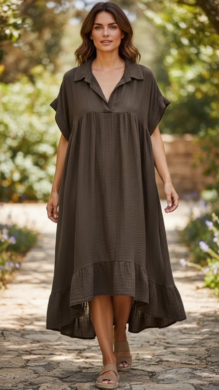 Nanna oversize dress, Chokolate. Onesize 38-50.