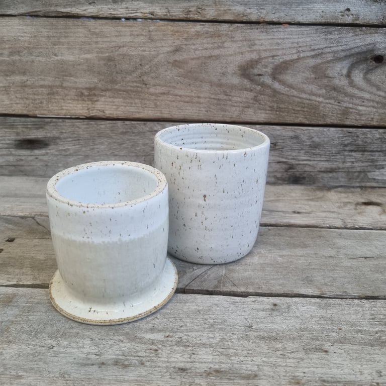 Smørklokke hvid beige billede 3