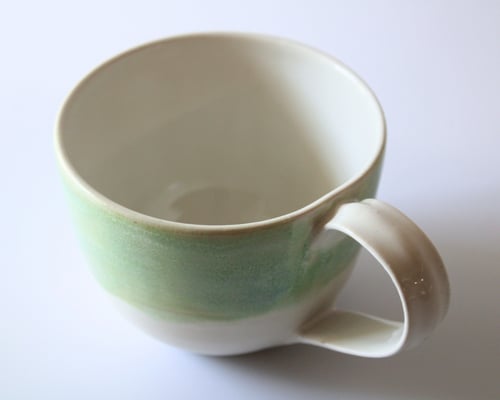 Cappuccino-/tekop - hvid og grøn (2)